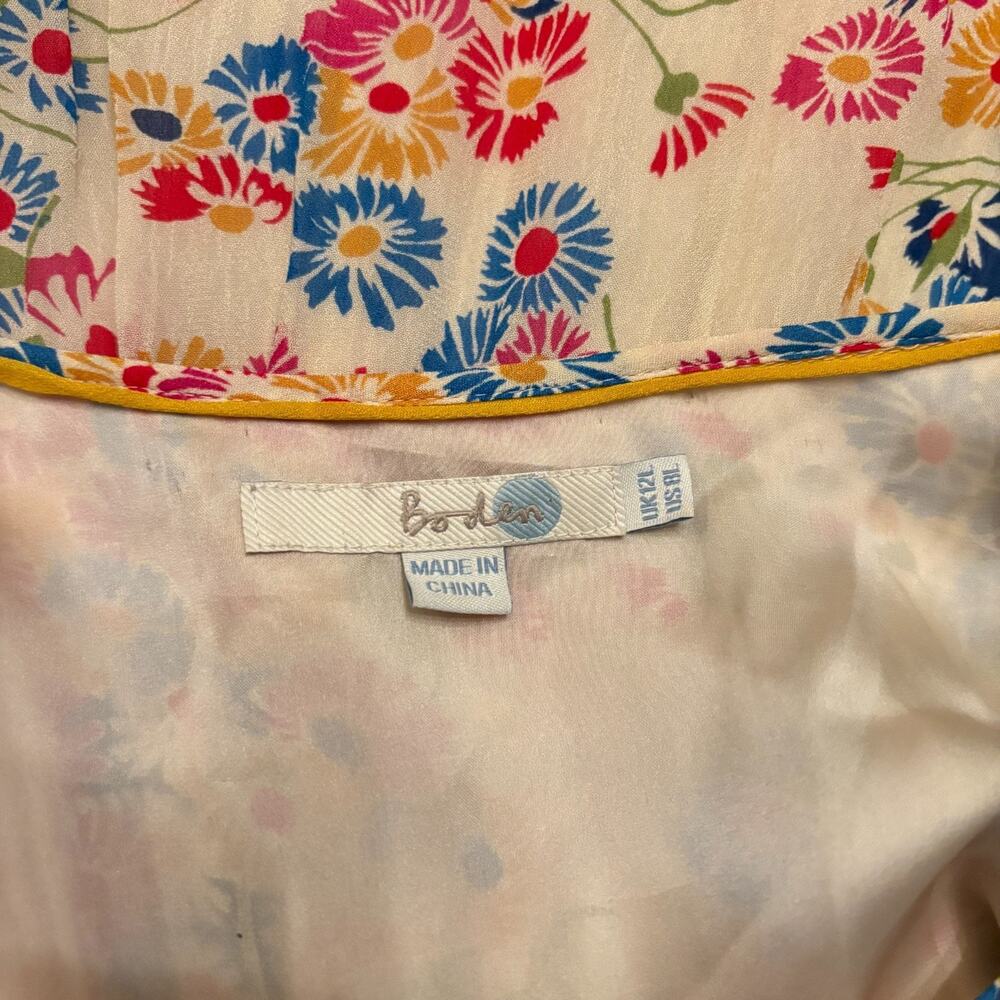 Boden Wildflower Floral Chiffon Dress V-Neck Flutter Sleeve 8L *small flaws* - Picture 10 of 12